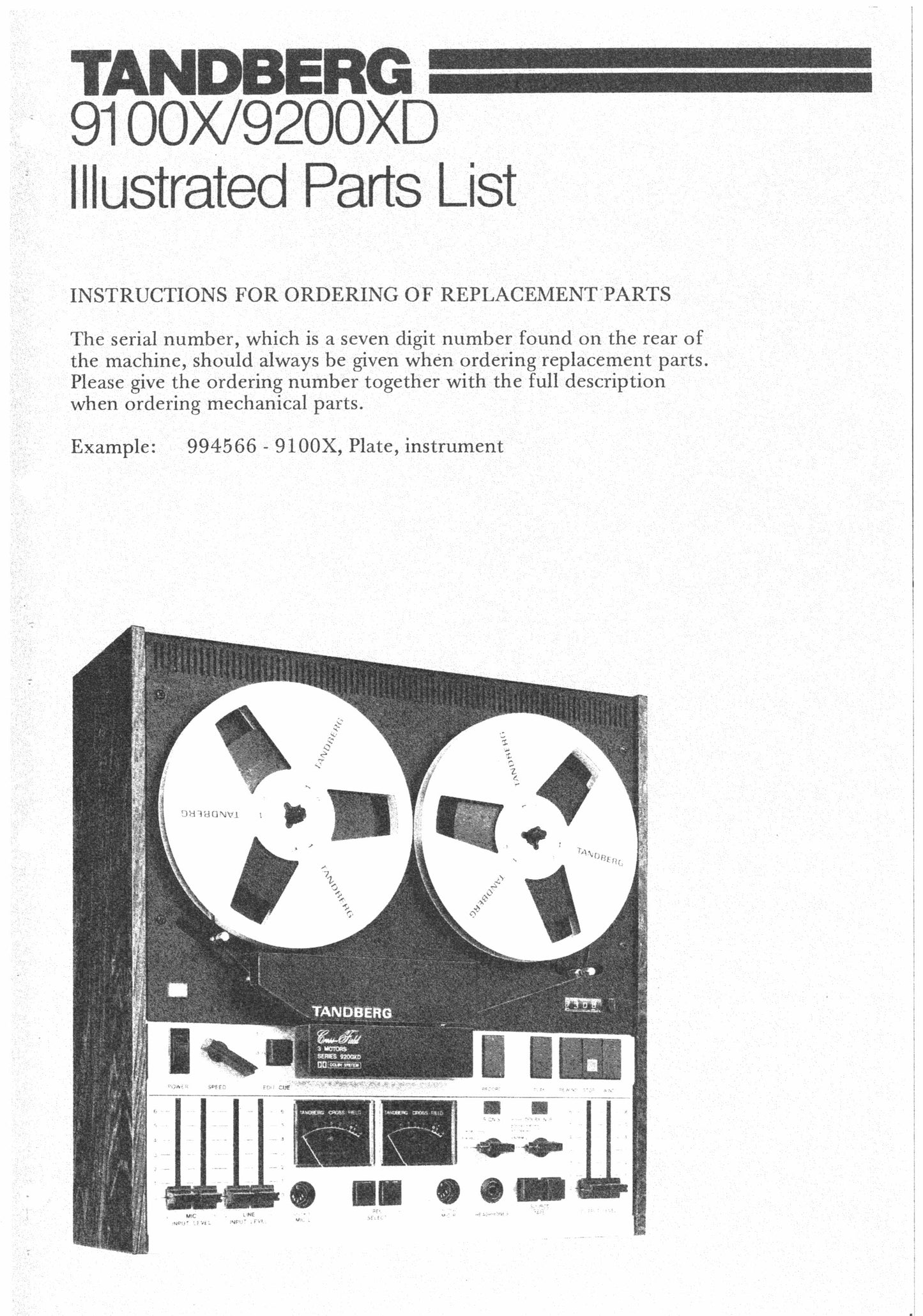 Deleliste til 9100X og 9200XD, PDF