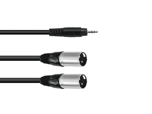 KABEL 3.5 Jack/2xXLR(M) 3m BL. OMNITRONIC