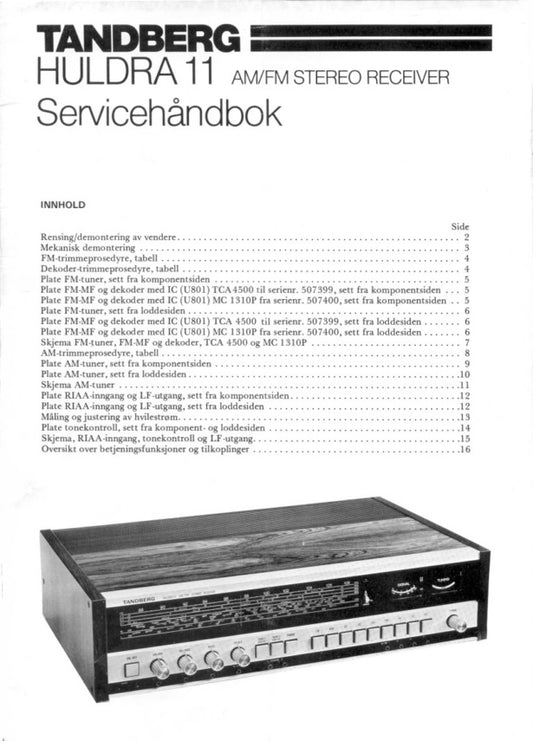 Servicemanual til HULDRA 11, PDF, 33s