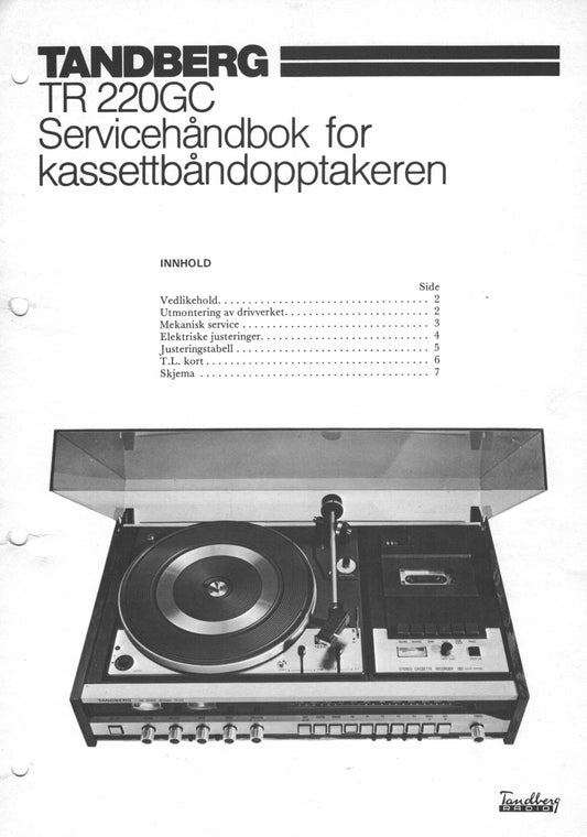 TR220GC Servicehåndbok PDF, Norsk, 10s