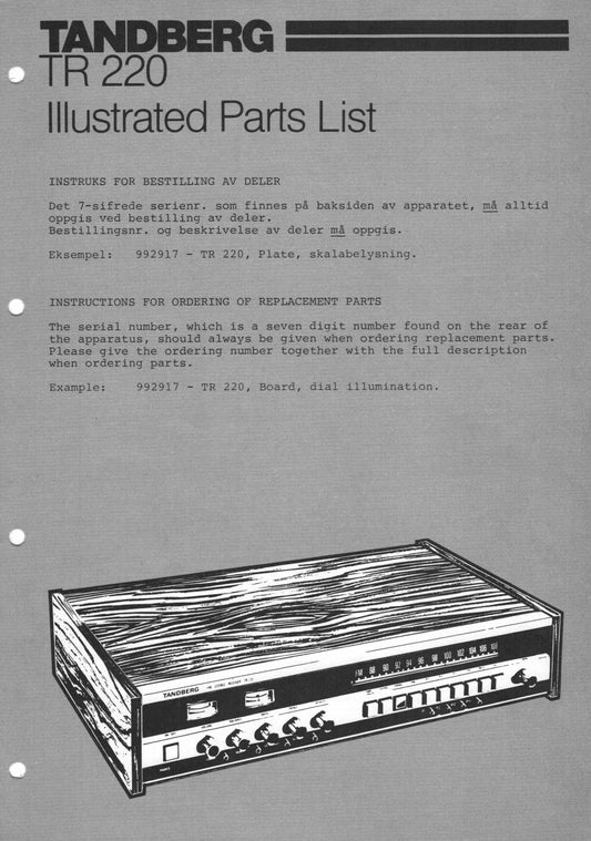 Illustrated Parts List til TR220 TANDBERG, PDF, 6s