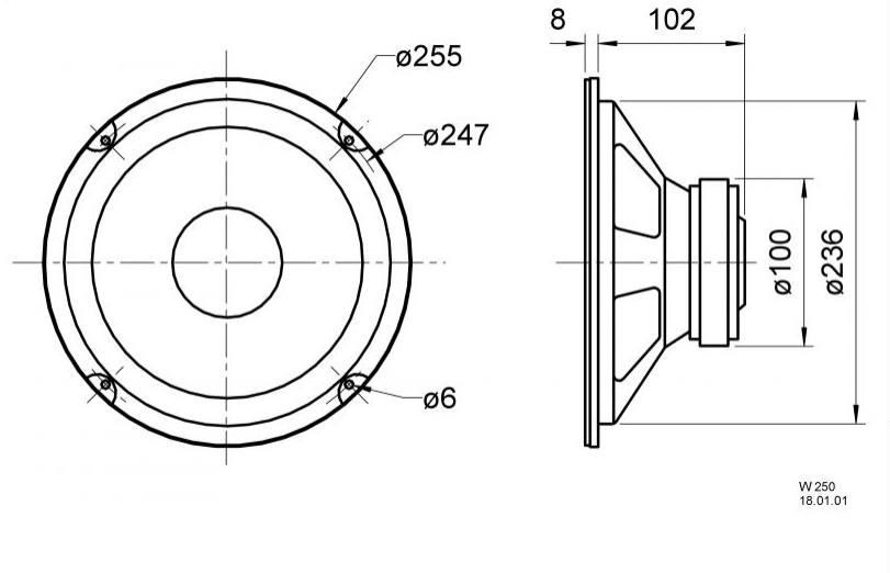 D206mm 8" 8 ohm HØYTTALER VISATON W200 (VC1)